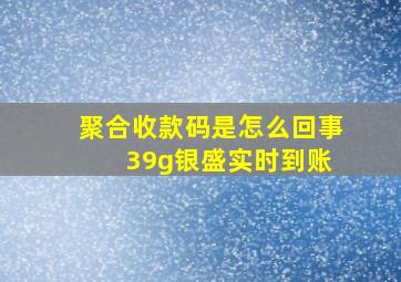 聚合收款码是怎么回事 39g银盛实时到账